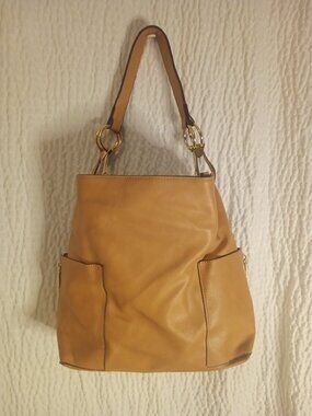 JustFab Women's Tan w/ Gold Hardware Hobo Shoulder Purse Bag